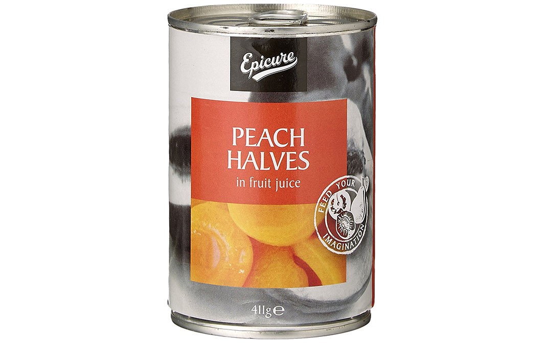 Epicure Peach Halves In Fruit Juice   Tin  411 grams